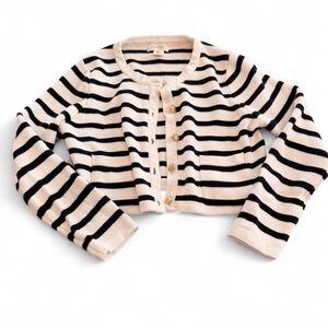 Jessica Simpson Black & Cream Striped Knit Top M